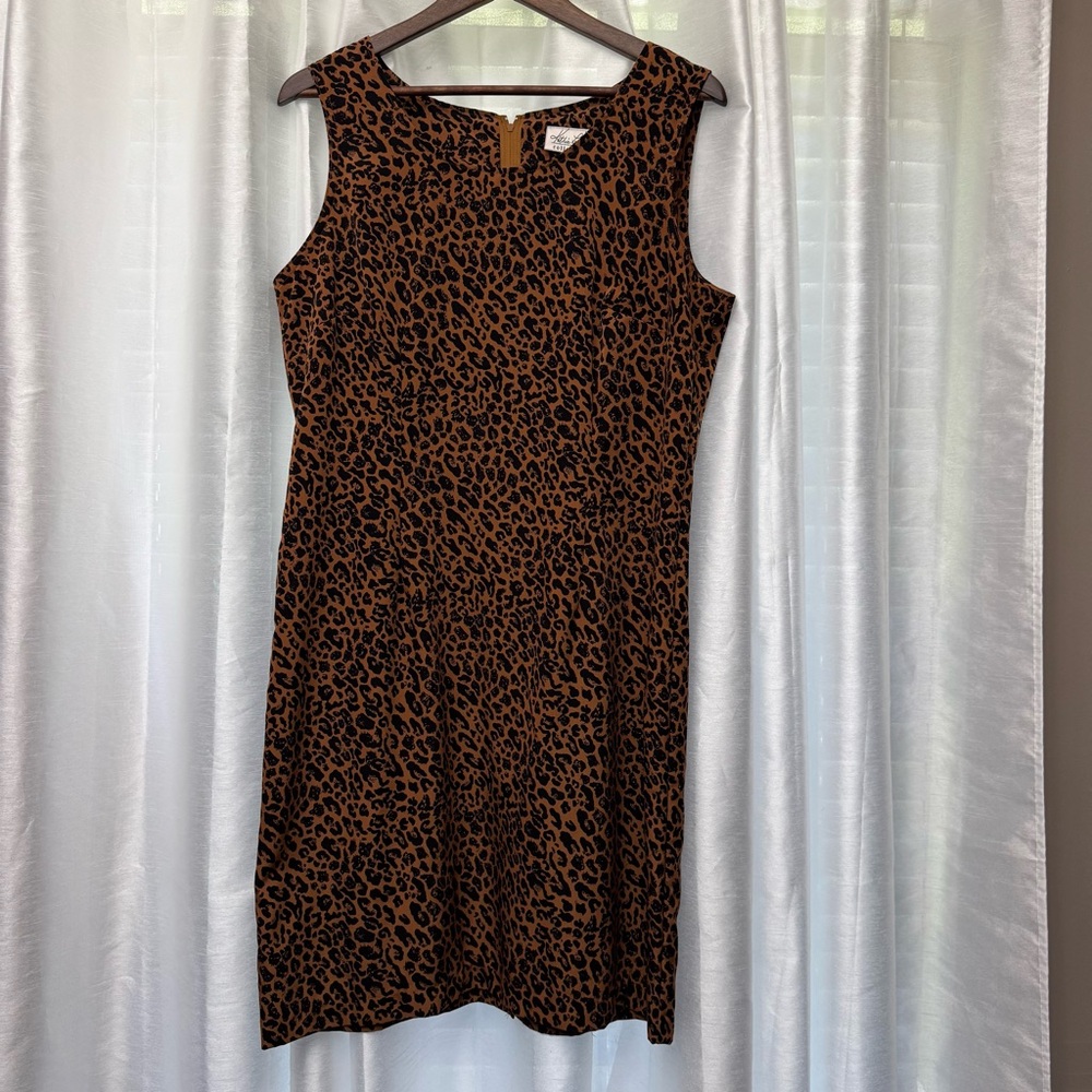 Kathie Lee Collection Brown Black Sheath Midi Dress